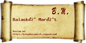 Balaskó Marót névjegykártya